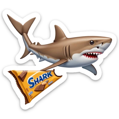 Shark with three legs in snickers sticker