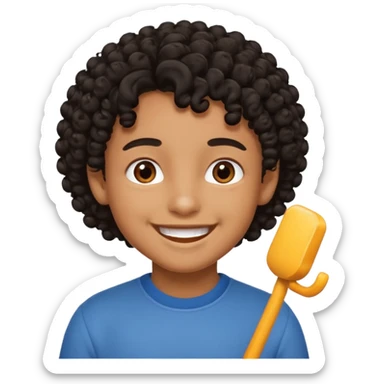 curly black haired kid sticker