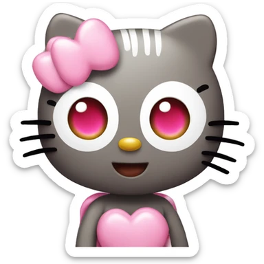 Hello kitty with pink heart eyes  sticker
