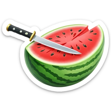 katana cuts a watermelon sticker
