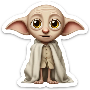Dobby with a pillowcase as clothes sticker