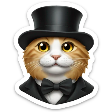 Cat What top hat and a monocle sticker