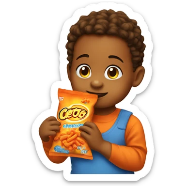 Toddler eating cheetos sticker