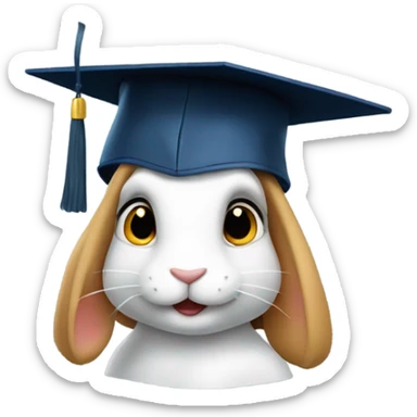 fast rabbit profile graduation hat sticker