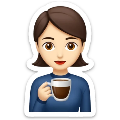 Uzun kahverengi dalgalı saçlı kahverengi gözlü esmer perçemli üzerinde lacivert parmak detaylı body olan bir kız yap saçları kabarık olmasın sticker