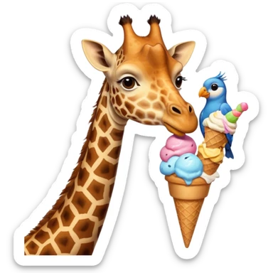 Giraffe with Ice Creams
Giraffe sharing cone with bird



 sticker