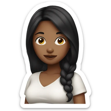 girl with black hair pregnant sticker