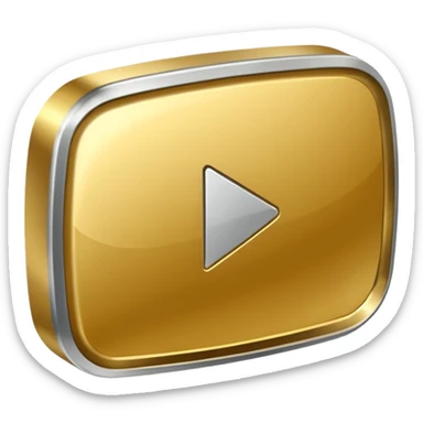 YouTube golden play button with silver edges. make it caricature type sticker