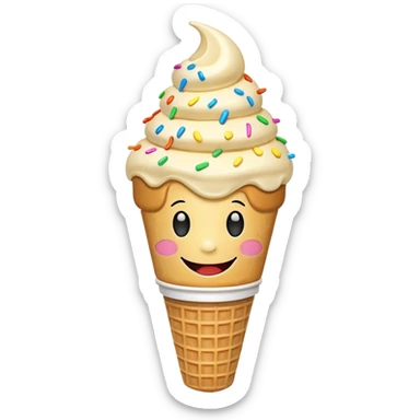 Ice cream cone with a smiley face  sticker