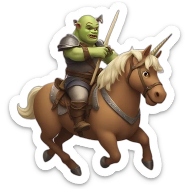 ogre riding a unicorn sticker
