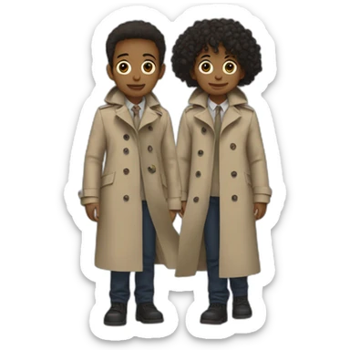 Two kids in one trenchcoat pretending to bé one person sticker