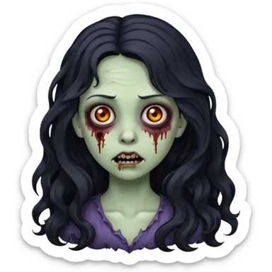 A girl zombie with long black wavy hair  sticker