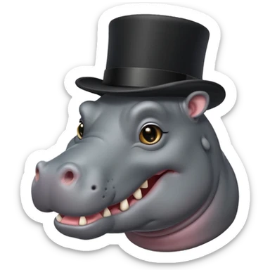 Smiling hippo with top hat  sticker