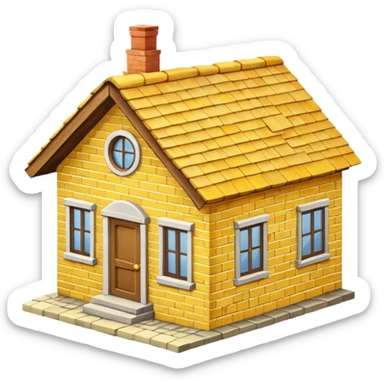 Front sight of a yellow house with a roof sticker