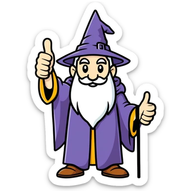 an powerful wizard giving the thumbs up sticker