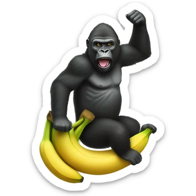 Gorilla Riding Banana sticker