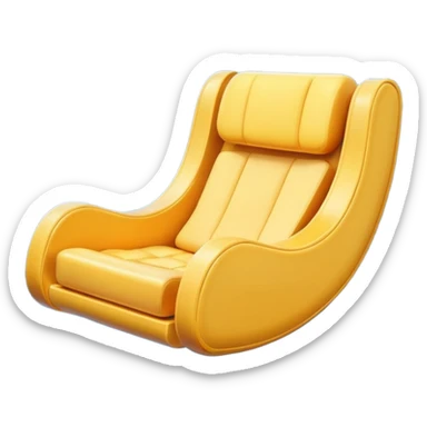 Minimal emoji of a floating anti-gravity chair with soft glow underneath, smooth rounded form sticker