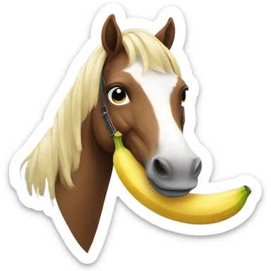A horse with a banana in the mouth  sticker