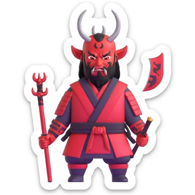 Devil samurai warrior with horns sticker