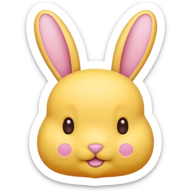 peeps bunny all yellow with three brown dots for eyes and nose no hair no pink sticker