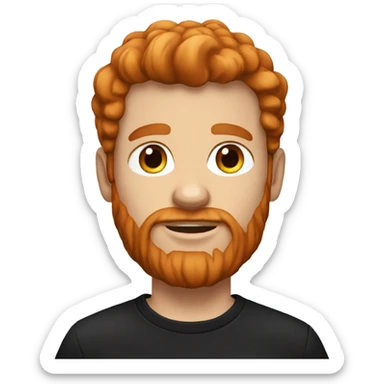 Red-haired man with hair and a beard, wearing a black Nike t-shirt  sticker