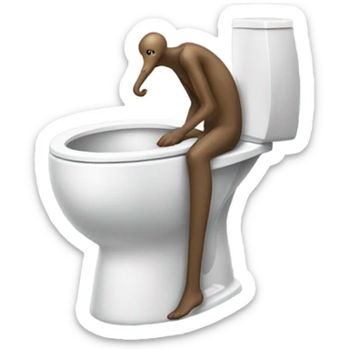 A man with a long neck and his head coming out of a toilet sticker