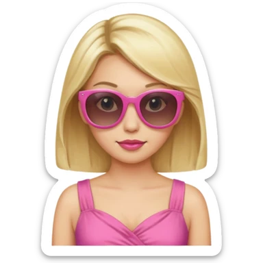 dior women with long blonde hair, pink dress, wear sun glasses sticker