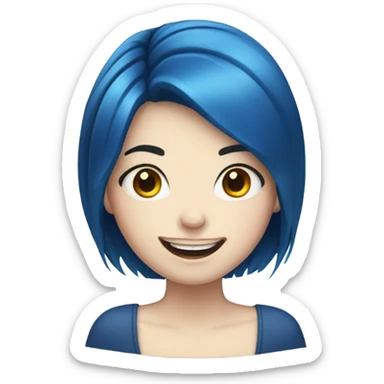 pale girl with braces and dark blue hair sticker