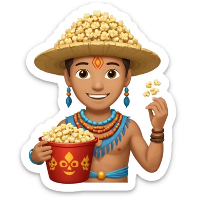 a shaman holding a bucket of popcorn sticker
