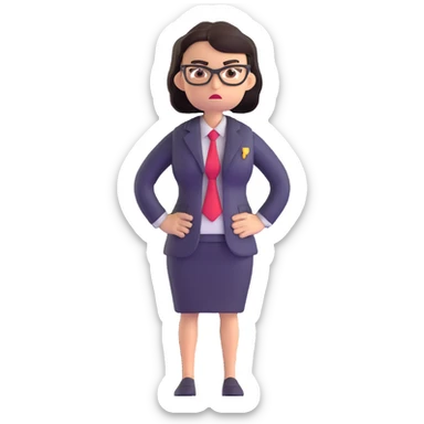 full body angry profesora without glasses with hands on hips sticker
