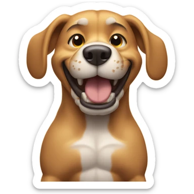 Smiling Buff dog flexing biceps  sticker