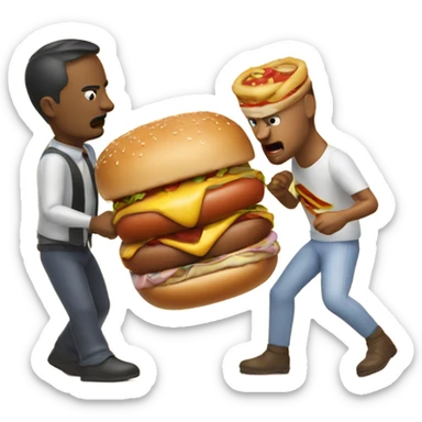 Hot dog man fighting a burger man sticker