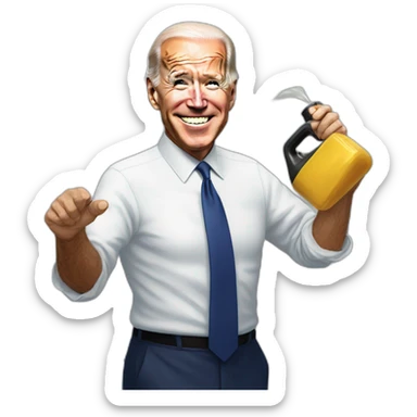 Joe biden reaching for oil sticker