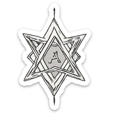 A black and white unicursal hexagram that went used by Aliester Crowley sticker