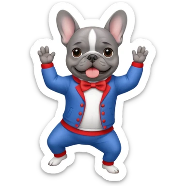 Gray Frenchie Memorial Day dancing sticker