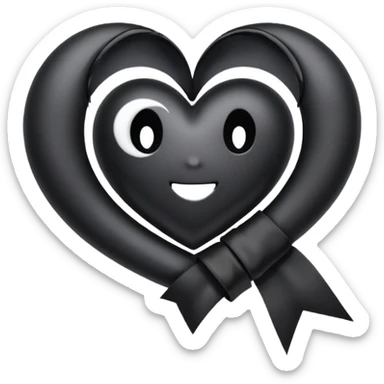 emo heart with crescent moon and black ribbon sticker