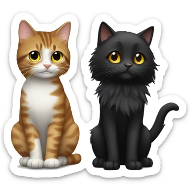 a long haired tabby full body and black cat sticker