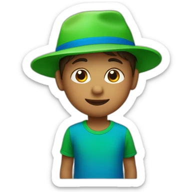 A little boy with a blue hat and a green t'shirt  sticker