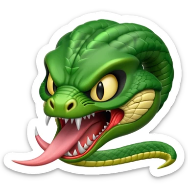 angry cobra with fangs, front face  sticker