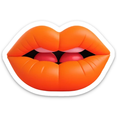 a kiss smack, orange color, lips puckered, playful and expressive, visually appealing sticker