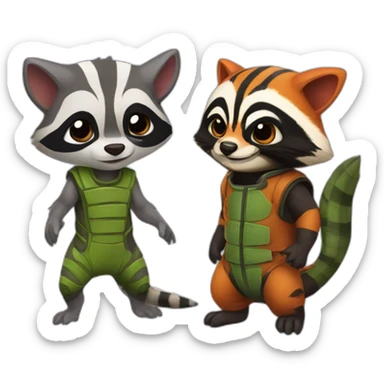 salamander and rocket racoon sticker