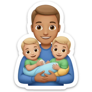 man with three babies sticker