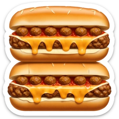 a meatball sub cut in half, showing meatballs inside sticker