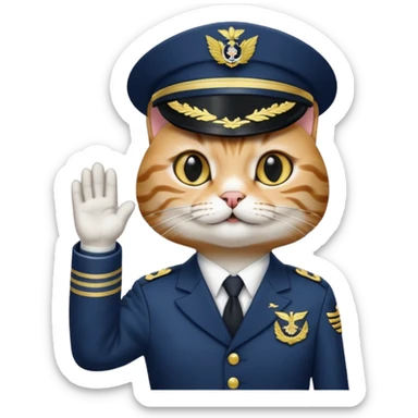 Cat saluting an amiral sticker