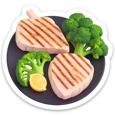 single keto meal: grilled chicken breast with broccoli and olive oil sticker