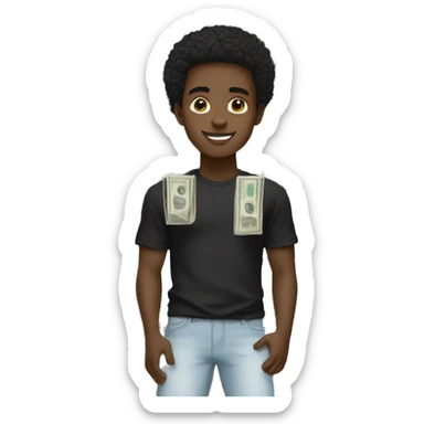 Young black guy with amiri shirt holding a lot of cash  sticker
