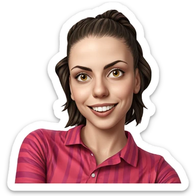 smiling girl in striped shirt sticker