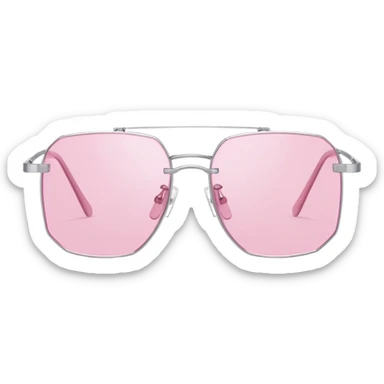 Y2K thin metal frameless pink glasses with geometric shaped lenses, 2000s style sticker