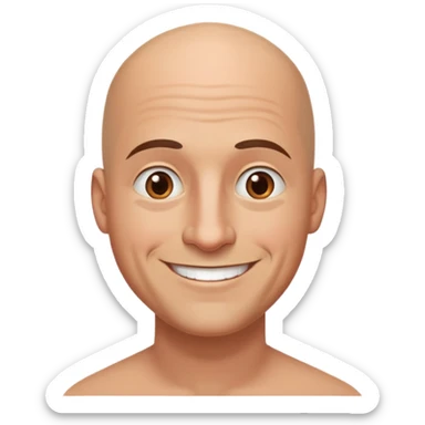 bald smiling man shaven brown eyes big chin sticker