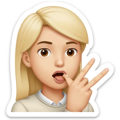 person with index finger in mouth, biting finger sticker